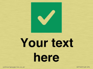 Custom plain background, green square with tick sign